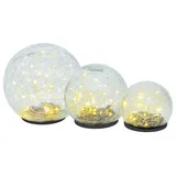 Intirilife LED Glaskugel 3er Set weiß
