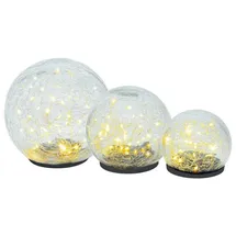 Intirilife LED Glaskugel 3er Set weiß