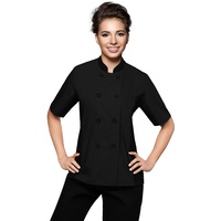 Uniformates Damen Kochjacke mit kurzen Ärmeln XS (To Fit Bust 32-33) schwarz