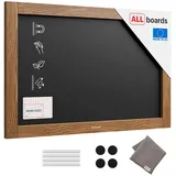 ALLboards Kreidetafel MAGNETISCH mit lackiertem Holzrahmen 60x40cm, Schwarz, Schreibtafel, Kreide, Magnetische Kreidetafel, Schreibtafel zum Aufhängen, Tafel gastronomie, Wand Tafel Holz