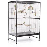 Montana Cages Vogelkäfig Casa 120 Vogelkäfig für kl. Vogelarten wie Sittiche und ähnliche, (BxTxH): ca. 119 x 81 x 180cm, Zink- und Schwermetall-frei, Ungiftig grau