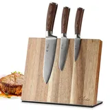 Wakoli EDIB 3er Damastmesserset I Holzbox I 8 – 17cm Klinge I mit Messerblock