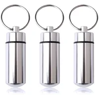 nuoshen 3 Stücke Pillendose Schlüsselanhänger, Pillenbox Schlüsselanhänger Wasserdichte Kapsel Pillendose Outdoor Tablettendose Schlüsselanhänger Wasserdichte aus Aluminium