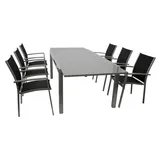 FRG Gartengarnitur 7-tlg. Schwarz/Grau