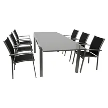 FRG Gartengarnitur 7-tlg. Schwarz/Grau