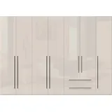PLACES OF STYLE Kleiderschrank PLACES OF STYLE "Piano, UV lackiert, hochglänzend in beige oder weiß, FSC-zertifiziert", beige (beige hochglanz), B:317cm H:224cm T:56cm, Spanplatte, Schränke, Kleiderschrank Drehtürenschrank, in vielen Breiten, Höhe 224cm, mit Soft-Close