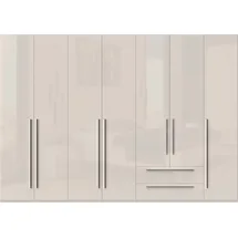 PLACES OF STYLE Kleiderschrank PLACES OF STYLE "Piano, UV lackiert, hochglänzend in beige oder weiß, FSC-zertifiziert", beige (beige hochglanz), B:317cm H:224cm T:56cm, Spanplatte, Schränke, Kleiderschrank Drehtürenschrank, in vielen Breiten, Höhe 224cm, mit Soft-Close