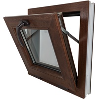 ECOPROF Kipp - Kellerfenster | Kunststoff Fenster | Gartenhaus Fenster | Maße: 50x50 cm (500x500 mm) | Farbe: Nussbaum (beidenseitig) | 70mm Profil