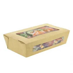 50 Stk. Kraftkarton-Salatschüssel mit zwei Fenstern (810cc) Ref 63310006C