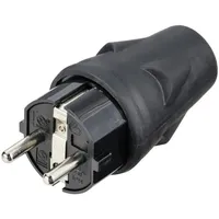 Sygonix SY-5806884 Schutzkontaktstecker Gummi 250 V/AC Schwarz IP44