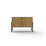 Andas Lowboard ANDAS "Finton", beige (nat, schwar), B:76cm H:52,5cm T:32cm, FSC-zertifiziertes Massivholz, Sideboards, Lowboard, Kommode mit 2 Türen, Korpuss aus massiver Eiche, Breite 76 cm