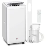 HOMCOM Mobiles Klimagerät mit Abluftschlauch 12.000 BTU 3,5 kW, 5-in-1 Mobile Klimaanlage Kühlen, Ventilieren, Entfeuchten, Automatikmodus & Schlafmodus, 24h-Timer, Fernbedienung, für Räume bis 35m2   Aosom