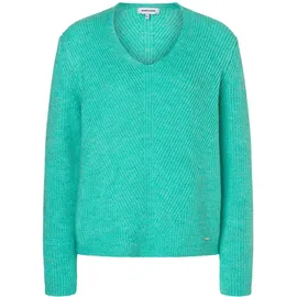 More & More Rundhalspullover kuscheliger Rippstrickpullover Grün 44