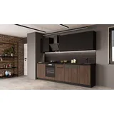 Küchen-Preisbombe Küchenzeile MONZA SIENA BASIC 280 cm Nussbaum Schwarz matt