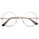 MAGIMODAC Rund Blaulichtfilter Lesebrillen Herren Damen Metall Anti Blaues Licht Lesebrille Flexible Retro Computer-Lesebrille Anti-Müdigkeit Golden +2.50