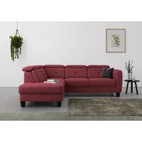 sit&more Ecksofa »Belluci L-Form«, inklusive Federkern, wahlweise mit Bettfunktion und Bettkasten, rot