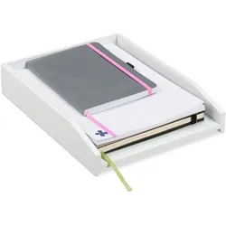 Relaxdays Briefablage, Dokumentenablage, Bambus, stapelbar, DIN A4, Postablage, Schreibtisch, Büro, HBT 6x25x33 cm, weiß