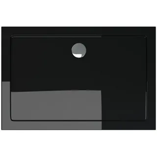 doporro Duschtasse Duschwanne 80x90x4 flach aus Acryl in schwarz Rechteckig DIN-Anschlüsse für bodenebene Montage geeignet Faro2