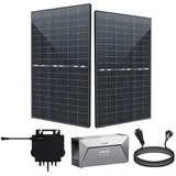 CamperGold Balkonkraftwerk 1000W/880W Balkonkraftwerk mit Speicher komplettset PV Solaranlage, 880,00 W, Bifazial-Zellen, (880W Solaranlage komplettset mit Speicher Anker SOLIX E1600 Solarbank), NEO 800W WLAN Wechselrichter 600W Upgradebar auf 800W