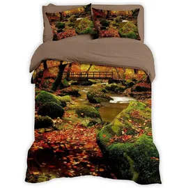 Traumschlaf Renforcé Herbstwald Braun 135 x 200 cm + 80 x 80 cm