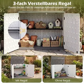 Costway Gartenschrank 118 x 63 x 94 cm Grau/Weiß