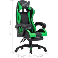 vidaXL Gaming-Stuhl mit Fußstütze Grün und Schwarz