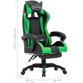 vidaXL Gaming-Stuhl mit Fußstütze Grün und Schwarz