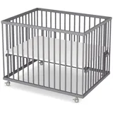 Sämann Babybett Laufgitter 75x100 cm grau Premium Kollektion Laufstall für Babys grau