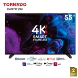 Tornado LINUX Smart TV 55 Zoll 4K Ultra HD, Rahmenlos, mit integriertem Receiver