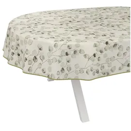 ANRO Wachstuchtischdecke abwaschbar Oval 200 x 140 cm Eukalyptus