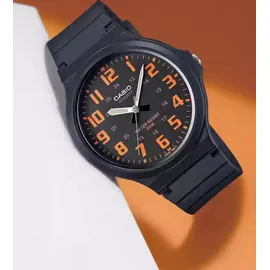 Casio MW-240-4BVEF Herren-Armbanduhr, Kunststoff-Gehäuse - Schwarz/Orange