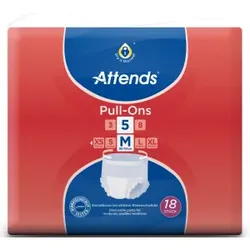 Attends Pull-Ons 5 Einmalhosen, Inkontinenzhosen für Erwachsene, medium, HBU: 80 - 110 cm, 1 Packung = 18 Stück