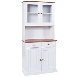 Inter Link FSC Buffet Buffetschrank Westerland - Kiefer Massivholz - 4 Türen, 2 Schubladen - Weiss, Sepia lackiert