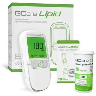 Gcare Lipid Gesamtcholesterin Messsystem mit Teststeifen und Lanzetten Etui 1 St Teststreifen