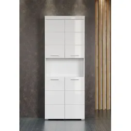 trendteam Amanda Hochschrank 73 x 190 x 31 cm Weiß Hochglanz MDF