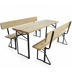 Oviala Business Brauerei-Set mit Tisch 180 cm und Bänken mit Rückenlehne