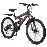 Licorne Bike Strong D Premium Mountainbike in 26 Zoll - Fahrrad für Jungen, Mädchen, Damen und Herren - Scheibenbremse vorne und hinten-Shimano 21 Gang-Schaltung-Vollfederung