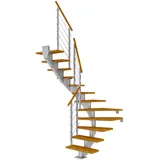 DOLLE Mittelholmtreppe Hamburg (Breite: 75 cm, 1/2-gewendelt, Perlgrau, Farbe Stufen: Eiche, Natur, Geschosshöhe: 240 – 279 cm)