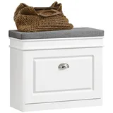 SoBuy FSR82-K-W Schuhkipper Schuhschrank mit Klappe Schuhbank mit Sitzkissen Schuhkommode Sitzbank Weiß bht ca.: 60x51x24cm