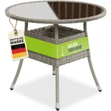 Juskys Yoro Polyrattan Gartentisch rund Ø 80 cm Grau