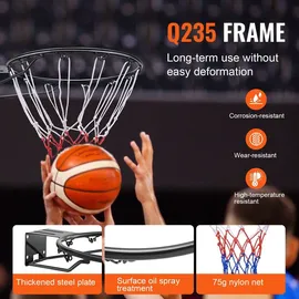 Vevor Basketballkorb Orange 59,5 x 48,5 x 12,0 cm
