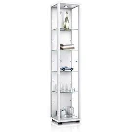 K-Möbel Glasvitrine Weiß, Glas, 4 Fächer, Rechteckig, 37x176x33 cm, Wohnzimmer, Wohnwände, Vitrinenschränke - 2 Jahre Gewährleistung - mind. 14 Tage Rückgaberecht - Weiß