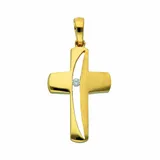 Adelia ́s Kettenanhänger Kreuzanhänger 333 Gold (8K) mit Zirkonia, Goldanhänger Kreuz goldfarben