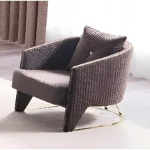 JVmoebel Lounge-Sessel 87 x 75 x 85 cm Braun mit goldenen Akzenten