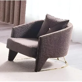 JVmoebel Lounge-Sessel 87 x 75 x 85 cm Braun mit goldenen Akzenten