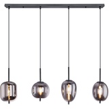 ETC Shop Pendelleuchte Lampe Hängeleuchte Esszimmerlampe Wohnzimmer, 4 flammig, Metall Glas rauchfarben, 4x E14 Fassungen, HxLxB 120x100x18,5 cm