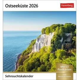 Harenberg Ostseeküste Sehnsuchtskalender 2026 - Wochenkalender mit 53 Postkarten: Leuchttürme und Sanddünen in einem Foto-Kalender voller Urlaubsfeeling. ... Tischkalender. (Sehnsuchtskalender Harenberg)