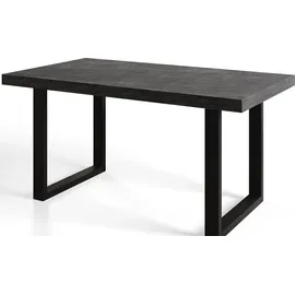 alpi meble Industrieller Esszimmertisch LOFT-U, ausziehbarer Tisch, Größe: 120-220X80X77 cm, Wohnzimmertisch Farbe: Dunkelgrau, mit Metallbeinen in Farbe Sc... - Dunkelgrau/Schwarz