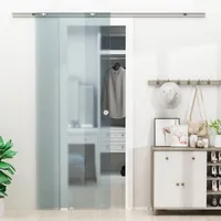 Homcom Glasschiebetür rechts 90 x 205 cm weiß