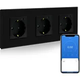 BSEED WLAN Smart Steckdose 16A mit Strommessung,3 Fach Intelligente Steckdose mit Verbrauchsmessung und Energiekosten-Messer,arbeitet mit Amazon Alexa,Google Home, Timerfunktion Schwarz